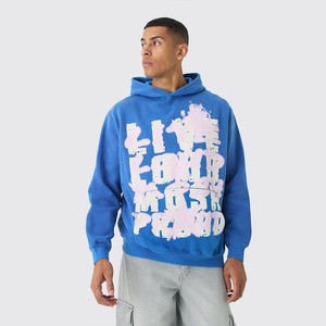 New Unisex Custom Logo Oversized Hoodie All-Over Screen Printed with Thick French Terry Winter Hoodies Men Collar No Strings - Product Image 1
