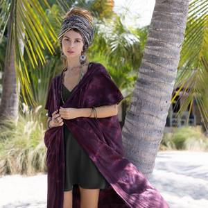 Robe Kimono Longue à Manches Longues et Dentelle à Pompons, Imprimé Floral Numérique Blanc Bohème Personnalisé, pour Femme, Tenue de Plage Estivale, 1 Pièce Bandeau - Product Image 2