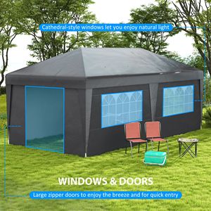 10x19.5ft Gray Pop up <b>Canopy</b> <b>Tent</b> Adjustable Height Event Shelter with Wheeled Bag Sidewalls and Leg Weight Bags - Product Image 6