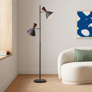 Lampe sur pied élégante blanche avec abat-jour en lin pour les espaces intérieurs minimalistes - Product Image 2