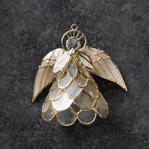 Juego de 3 Adornos Navideños de Ángel Dorado, Estilo Concha de Capiz, Adornos Colgantes para Árbol con Alas de Ángel, Decoración Elegante para el Hogar en Navidad - Product Image 4