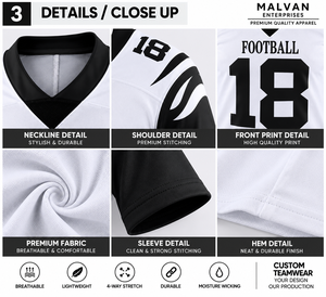 Women's <b>White</b> American <b>Football</b> Jersey V-Neck Short Sleeve Sublimated Print Fitted Breathable Apparel - Product Image 3