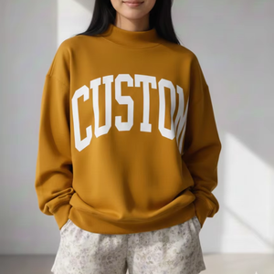 Sudadera Personalizada de Marca para Mujer, de Invierno, Talla Grande, Manga Larga, Cuello Alto Simulado, de Poliéster/Algodón, Antiarrugas - Product Image 1