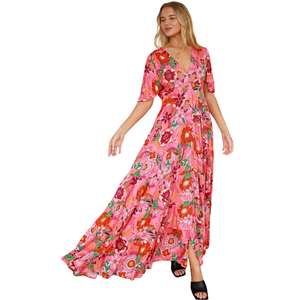 Vestido largo informal de verano con estampado floral para mujer - Product Image 4