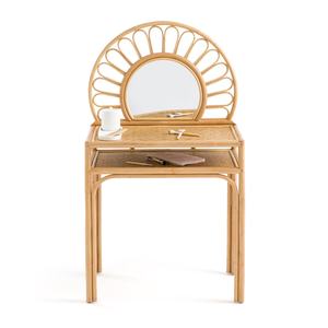 Rattan wooden <b>dressing</b> table with mirror for kid imaginative & role play toddler make up vanity - Product Image 1