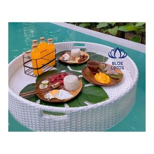 Excelente Relación Calidad-Precio 2026 Bandeja Flotante de Ratán para Servir en la Piscina y Exhibición de Fotos, Artesanía Duradera, Contacto Seguro - Product Image 1