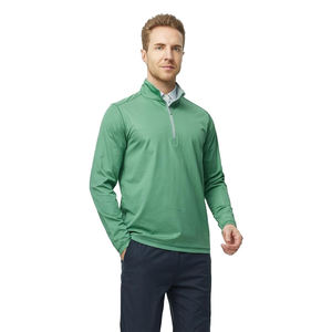 Camiseta Ligera Personalizada con Cierre de 3/4 para Hombre, Color Verde, Jersey Elástico en 4 Direcciones, Cuello Alto, Ecológica - Product Image 2
