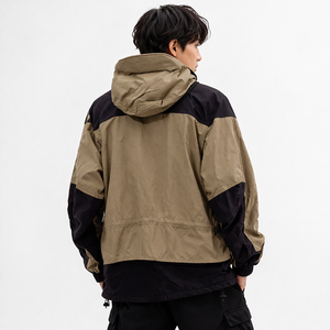 Veste coupe-vent en nylon pour homme, style streetwear, imperméable, fermeture éclair, marron, vente en gros, OEM, en vrac - Product Image 3