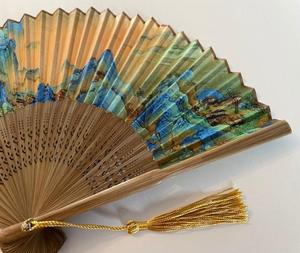 Éventail pliant rétro haut de gamme en bois, fait main, peint, motif floral rétro écologique pour la décoration intérieure, souvenirs de voyage, cadeau - Product Image 1