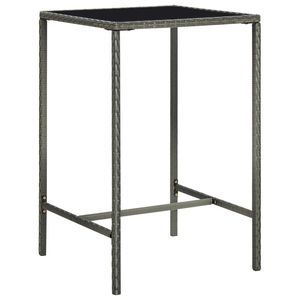 Medium Durable Grey PE Rattan <b>Square</b> <b>Bar</b> <b>Table</b> Patio Furniture - Product Image 1