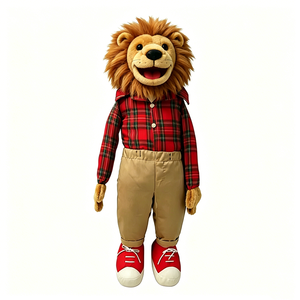 Dressed Plush <b>Lion</b> Hand Puppet with Plaid Shirt & Sneakers – Interactive Pretend Play <b>Toy</b> for Kids - Product Image 3