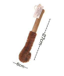 Wooden <b>Handle</b> Coconut Bristles Handheld Waterproof Adjustable Cleaning <b>Brush</b> 27cm <b>Long</b> Soft Bristles Household Scrubber Cleaning - Product Image 1