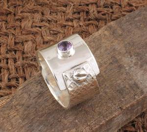 Anillo de Amatista Natural con Engaste de Bisel al por Mayor, Plata de Ley 925, Banda Sencilla y Delicada, Joyería para Fiestas, Aniversarios y Bodas - Product Image 6