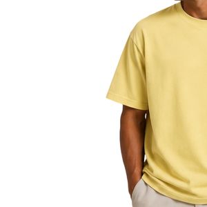 เสื้อยืดโอเวอร์ไซส์ผู้ชายสีเหลืองอ่อน แขนสั้น ผ้าฝ้าย คอกลม พิมพ์ลายโลโก้ภูเขา สไตล์ลำลอง สตรีทแวร์ ทรงหลวม แฟชั่น - Product Image 3