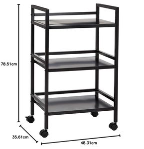 <b>3</b> <b>Tier</b> Metal Rolling Cart with Wheels | Powder Coated Utility Storage <b>Trolley</b> for Kitchen, Bathroom & Office - Product Image 1