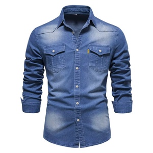 Camisa de Mezclilla, Moda Casual, Corte Slim, Alta Calidad, Camisa de Algodón para Hombre, Diseño Moderno, Camisas de Mezclilla Ligera para Hombre - Product Image 5