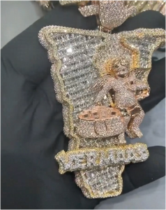 Colgante de Diamante Cultivado en Laboratorio con Certificación IGI, Diseño 3D de Dibujos Animados, Personalizado para Hombre, Estilo Hip Hop, Plata 925, Cadena de Oro VVS, Joyería Fina - Product Image 1