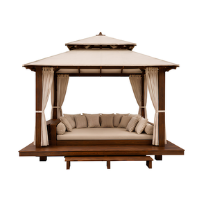 Gazebo Moderno de Madera Sólida para Jardín con Toldo y Cortinas para Patio de Villa de Lujo o Resort - Product Image 2