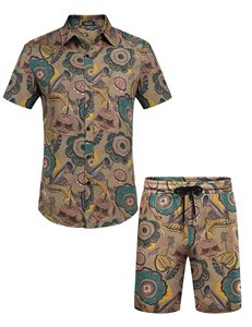 Premium <b>Men</b>’s <b>Beach</b> Short and <b>Shirt</b> Set Custom Printed Summer Casual Vacation Two Piece Beachwear Outfit - Product Image 2