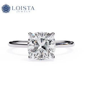 Anillo de compromiso de diamante cultivado en laboratorio con corte radiante, engaste catedral, anillo solitario de oro, anillo nupcial minimalista, joyería fina para mujer - Product Image 1