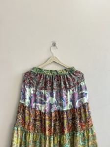 Vintage Saree Silk Traditional Indian Maxi <b>Skirt</b> For Women Flare Ruffle <b>Skirt</b> - Product Image 2
