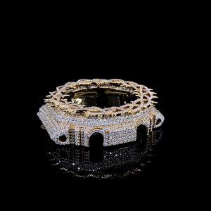 Bague de montre GA2100 entièrement sertie d'or avec couronne incrustée de diamants pour hommes et femmes, accessoires de bijoux hip-hop - Product Image 5