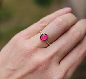 Anillo de Rubí, Piedra de Nacimiento de Julio, Anillo Apilable, Plata de Ley 925, Chapado en Oro de 14k, Joyería Minimalista para Mujer, Venta al por Mayor - Product Image 3