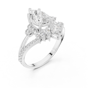 Anillo de compromiso con halo floral de peras de 1.95 CT, corona de jardín regal con diamante de corte pera - Product Image 3