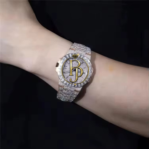 Montre-bracelet à quartz Briva de luxe en acier inoxydable or rose, lunette sertie de pierres précieuses, verre cristal, écologique, unisexe, étanche 10 bars - Product Image 2