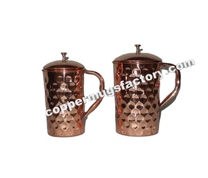 Jarra de Agua de Cobre Puro Martillado/Diamantado de Lujo Moderno y de Primera Calidad, Ideal para Fiestas y Bodas - Product Image 2