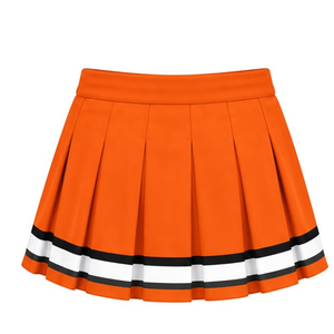 Ensemble uniforme de cheerleading blanc et orange, chemise à manches courtes, jupe plissée, vêtements de sport d'équipe, entraînement athlétique, performance, pratique - Product Image 6