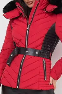 <b>Women's</b> Waterproof Hooded Winter Ultra <b>Lightweight</b> Packable Cotton Filled <b>Parka</b> Jacket - Product Image 6