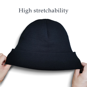 2026 Neue Unisex Erwachsenen Einfarbige Beanie-Mütze 100% Acryl Gestrickte Atmungsaktive & Wasserdichte Winter Freizeitmütze Marineblau - Product Image 3