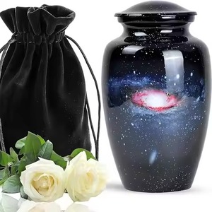 Grande urne de crémation pour adultes avec finition en marbre noir/gris/bleu océan/marron pour cendres humaines avec sac en velours gratuit - Product Image 2