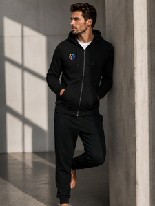 Sweat-shirt à capuche zippé pour homme, conçu pour un confort quotidien, offrant une chaleur légère et un style polyvalent pour un look décontracté moderne. - Product Image 6