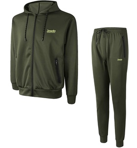Ensembles de survêtements de sport respirants personnalisés pour hommes de haute qualité avec fermeture éclair en molleton de coton pour l'hiver, grandes tailles, logo personnalisé - Product Image 1
