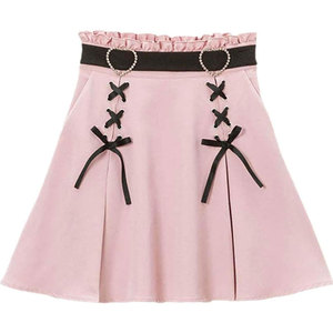 Cute Girls Heart <b>Rings</b> High Waisted Mini Skirt Women Gothic Lace-up A-line Streetwear Short Fashion Skirt - Product Image 2