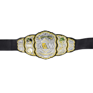 Ceinture de champion du monde de lutte AEW avec emblèmes argentés et dorés, qualité supérieure, ceinture de titre en cuir personnalisable - Product Image 2
