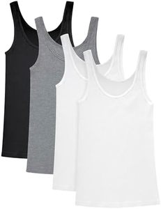 Latest Custom Women's Solid Color Cotton Tank Tops O-Neck Knitted Breathable Casual Sleeveless Regular Length <b>White</b> Gray Black - Product Image 1