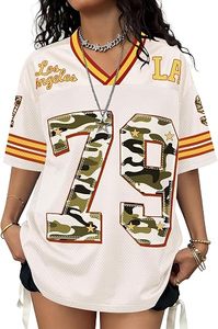 Unisex Oversized Streetwear Graphic T Shirt Vintage Number Print V Neck Short Sleeve Football <b>Y2K</b> <b>Top</b> 100% Polyester - Product Image 3