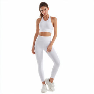 ชุดโยคะสีพื้นสำหรับผู้หญิง แขนสั้นทรงเหลี่ยม แห้งเร็ว กระชับรูปร่าง เอวสูง ชุดออกกำลังกาย 2 ชิ้น ระบายอากาศได้ดี เป็นมิตรกับสิ่งแวดล้อม - Product Image 2