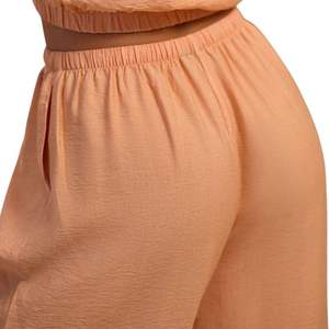 Pantalones Anchos de Mujer Color Durazno, Tejidos, con Cordón Ajustable, Corte Relajado, Casuales, Ligeros, Cómodos para Uso Diario - Product Image 4