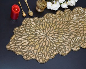 Ali Fashion Art AFA01 Chemin de table brodé Glamour, motif floral, tissu fait main, forme irrégulière, écologique, tapis léger - Product Image 3