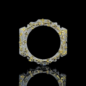 Cadran de montre de luxe en acier inoxydable doré à motif croix et diamants, cadre de remplacement personnalisé écologique et haut de gamme pour montre de prestige - Product Image 1