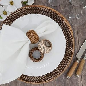 Tradebyd Elegant <b>Rattan</b> Napkin Rings Eco Friendly Rustic Farmhouse <b>Dining</b> <b>Table</b> Accessories - Product Image 1