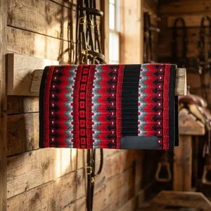 Couverture de selle western de qualité export, tapis de selle de spectacle, couverture pour cheval en laine de Nouvelle-Zélande 34x38, disponible en gros - Product Image 2