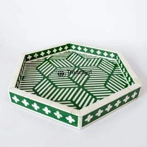 Bandeja Móvil Moderna Premium con Incrustaciones de Hueso, Hecha a Mano, Decorativa, para Café, Regalos y Servicio, por Tradebyd - Product Image 2