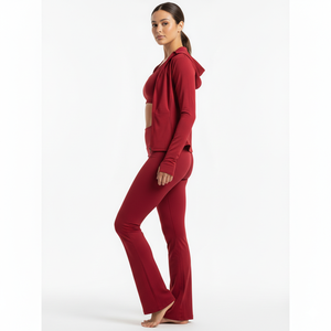 ชุดโยคะสำหรับผู้หญิง เสื้อชั้นในกีฬา กางเกงเลกกิ้งขาบาน เอวสูง ยืดหยุ่น ชุดออกกำลังกาย ชุดฟิตเนส ผ้าสเตรช ไซส์ใหญ่ รับผลิตตามแบบ OEM - Product Image 3