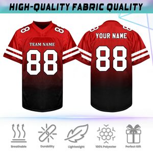 Custom Sublimated American Football Jersey <b>Men's</b> Short Sleeve V-Neck Breathable Mesh Team Name Number All Seasons - Product Image 4