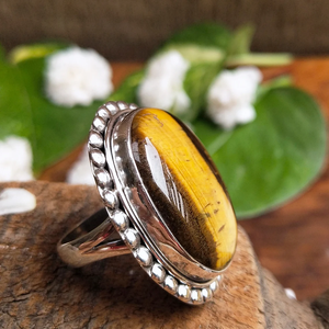 Tiger’s Eye Gemstone <b>Ring</b> Handmade <b>Statement</b> <b>Ring</b> Natural Brown Gold Stone Jewelry Gift for Her - Product Image 2